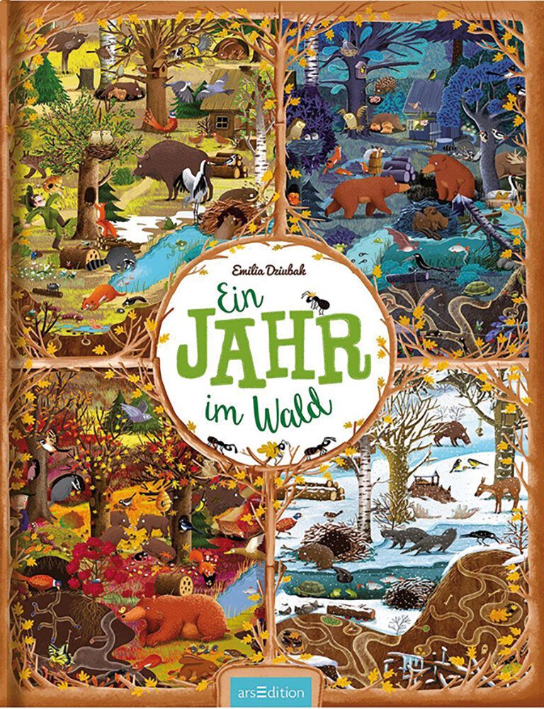 Illustrationen, vier Jahreszeiten im Wald