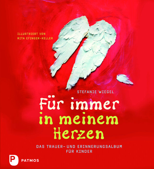 Buchcover, roter Hintergrund, weiße Engelsflügel und Typografie