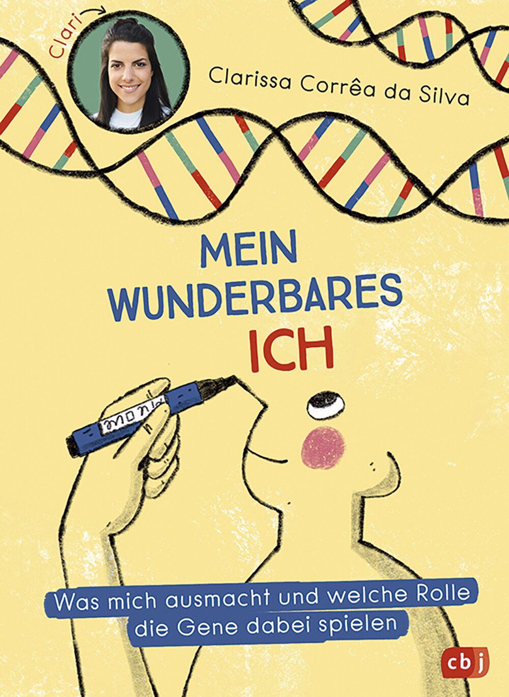 Illustration, Männchen zeichnet sich selbst, DNA-Stränge, Foto der Autorin