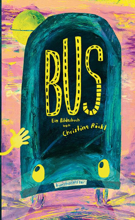 Buchcover, Illustration, Bus von vorne, auf dem groß „Bus“ steht